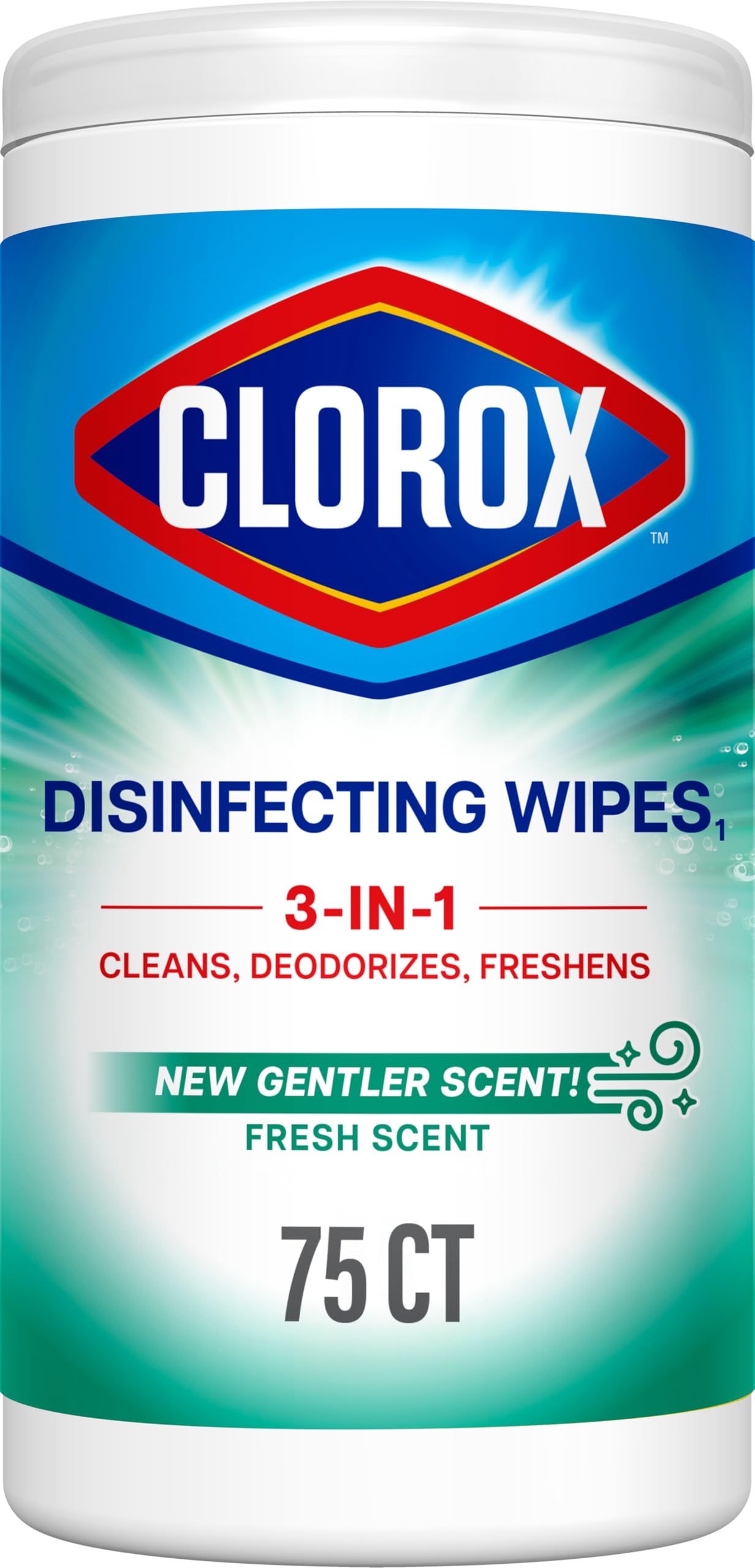 Clorox Disinfecting Cleaning Wipes, Bleach Free, Fresh Scent, 75 Count (Pack May Vary)