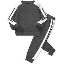 Boys Clothes Kids Clothes Color Block Crew Neck Boys Sweatshirts Side Stripes Kids Sweatpants 2Pcs Fall Outfits 4-8Y