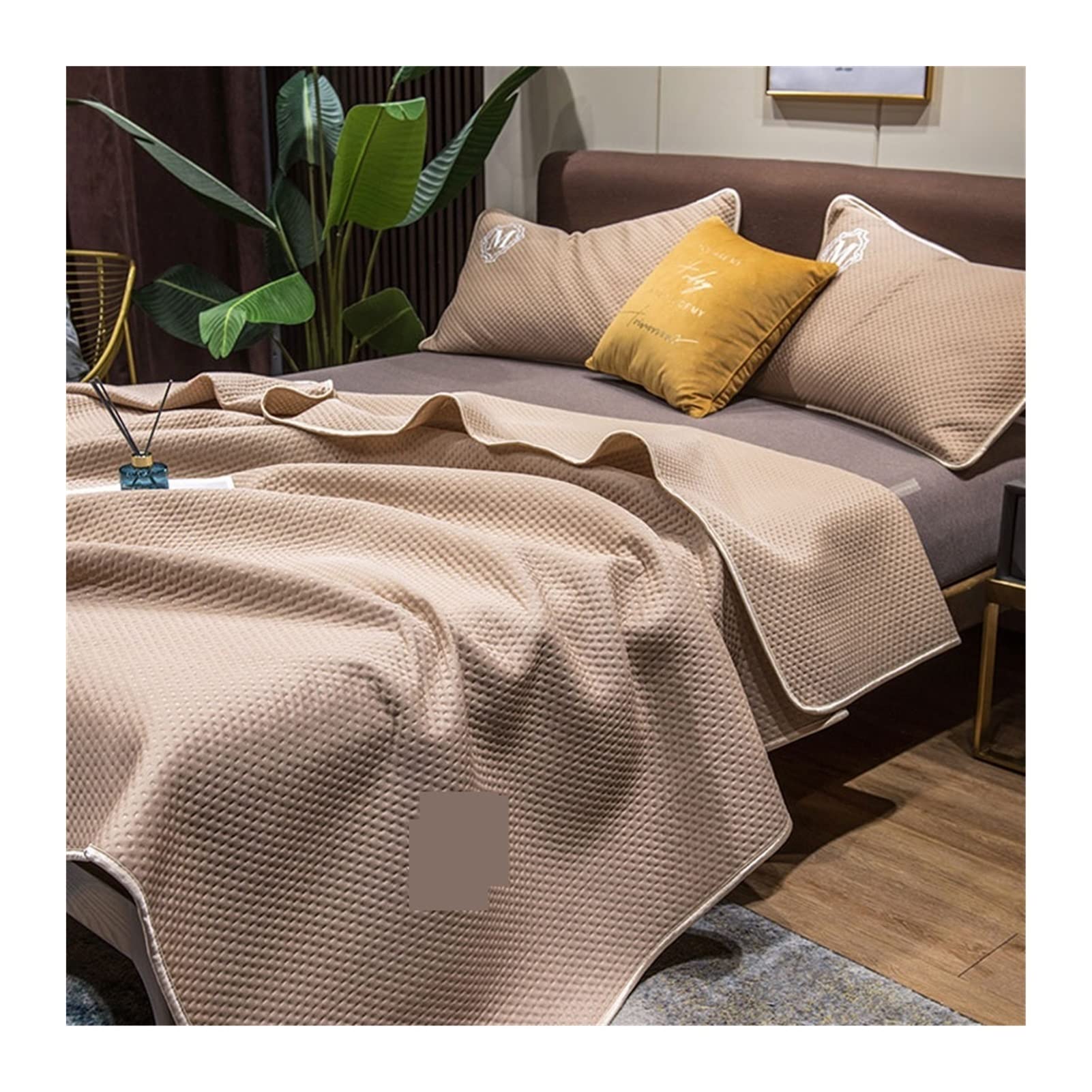 DUBTEDHOU Summer Blanket Lightweight Cooling Blanket Air Conditioning Comforter Multicolor Multiple Sizes(Khaki,200X230cm)