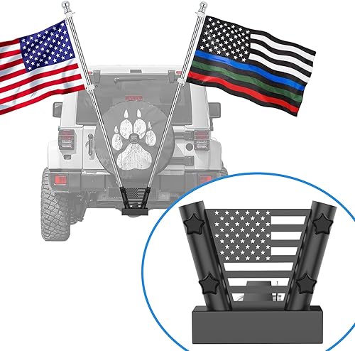 Miniatura 2 de Soporte mejorado para mástil de bandera para camión, soporte de poste de bandera de montaje en enganche para receptor de remolque de 2 pulgadas, kit