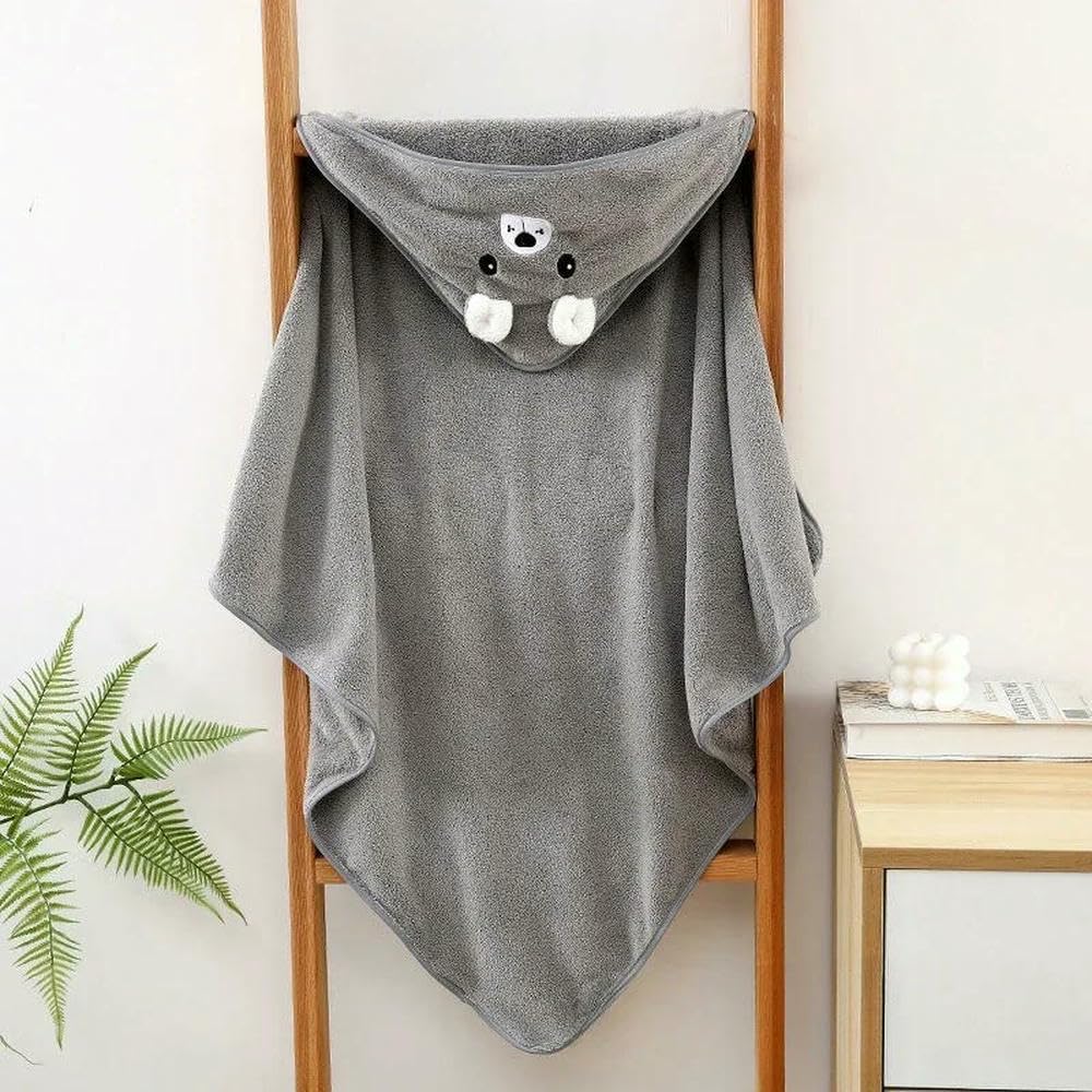ZBDP Serviette de bain à capuche en velours corail pour bébé Motif éléphant Couverture super absorbante chaude peignoir de bain bébé