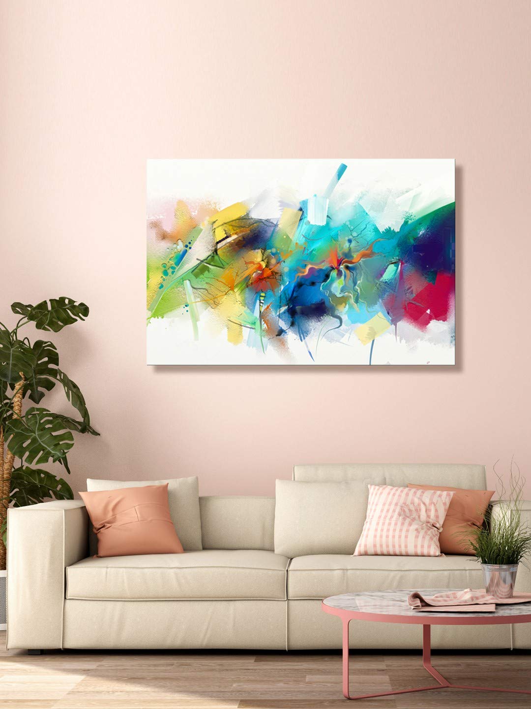 999Store Wooden Stretched Framed frames wall painting abstract art Stylish modern Wall Art hall decoration items Yellow and Blue Abstract canvas stylish room décor home hanging ( Canvas 18X30 Inches Strectched Canvas) FLP18300283