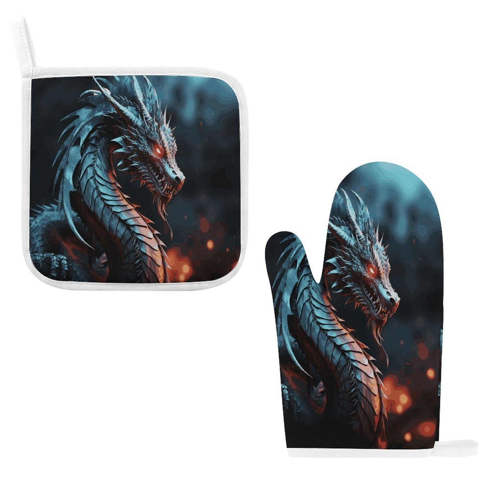 Fodpand Style Dragon Oven Mitts And Pot Holders Sets