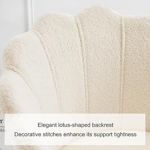 Miniatura 4 de Furnimart Silla de tocador con respaldo, silla decorativa de concha para sala de estar, silla cruzada con patas doradas, silla de maquillaje para