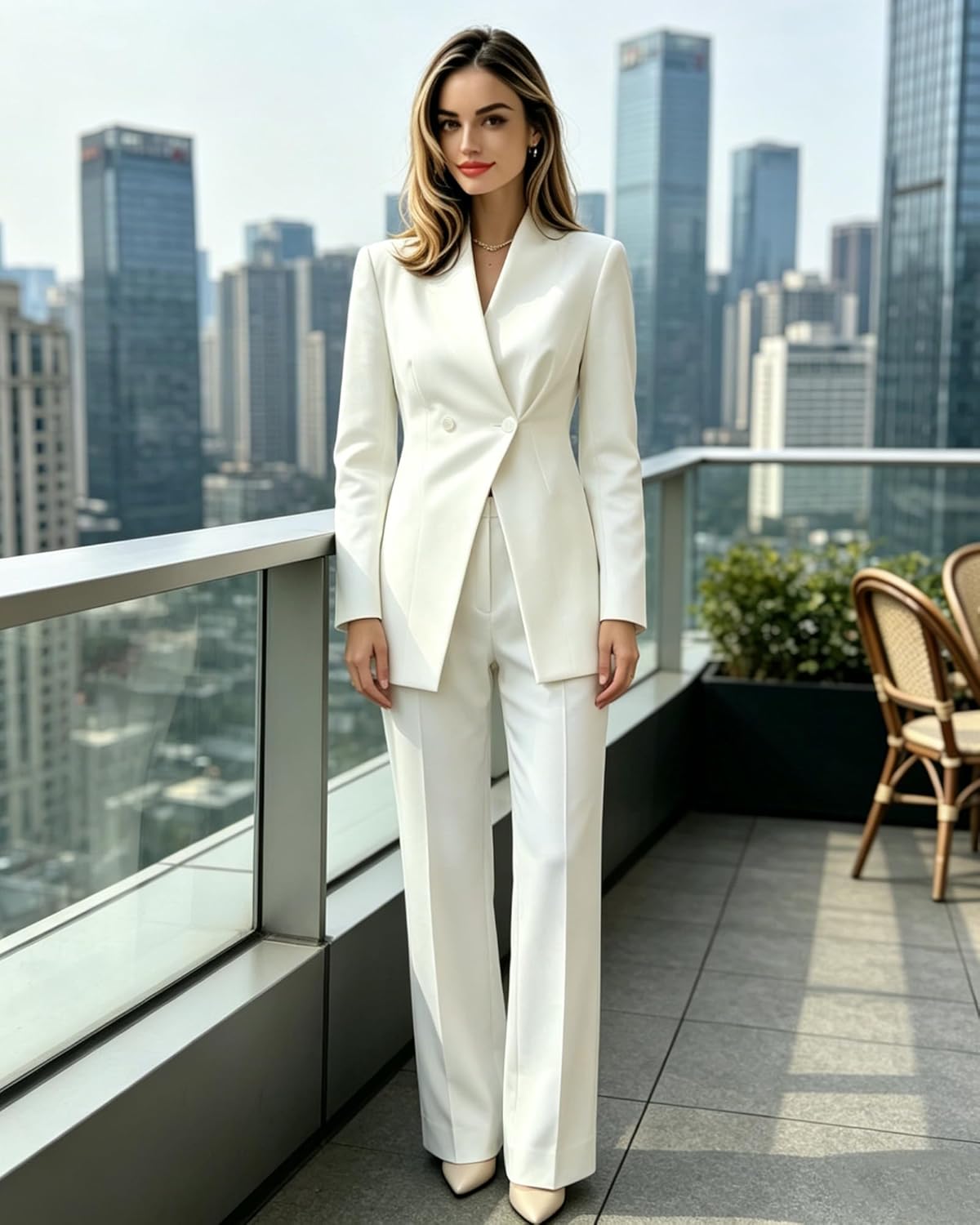 2 Pieces Womens Suit Slim Fit Pant Suits for Women Casual Dressy Pantsuits Formal Business Blazer Pants Suit Set