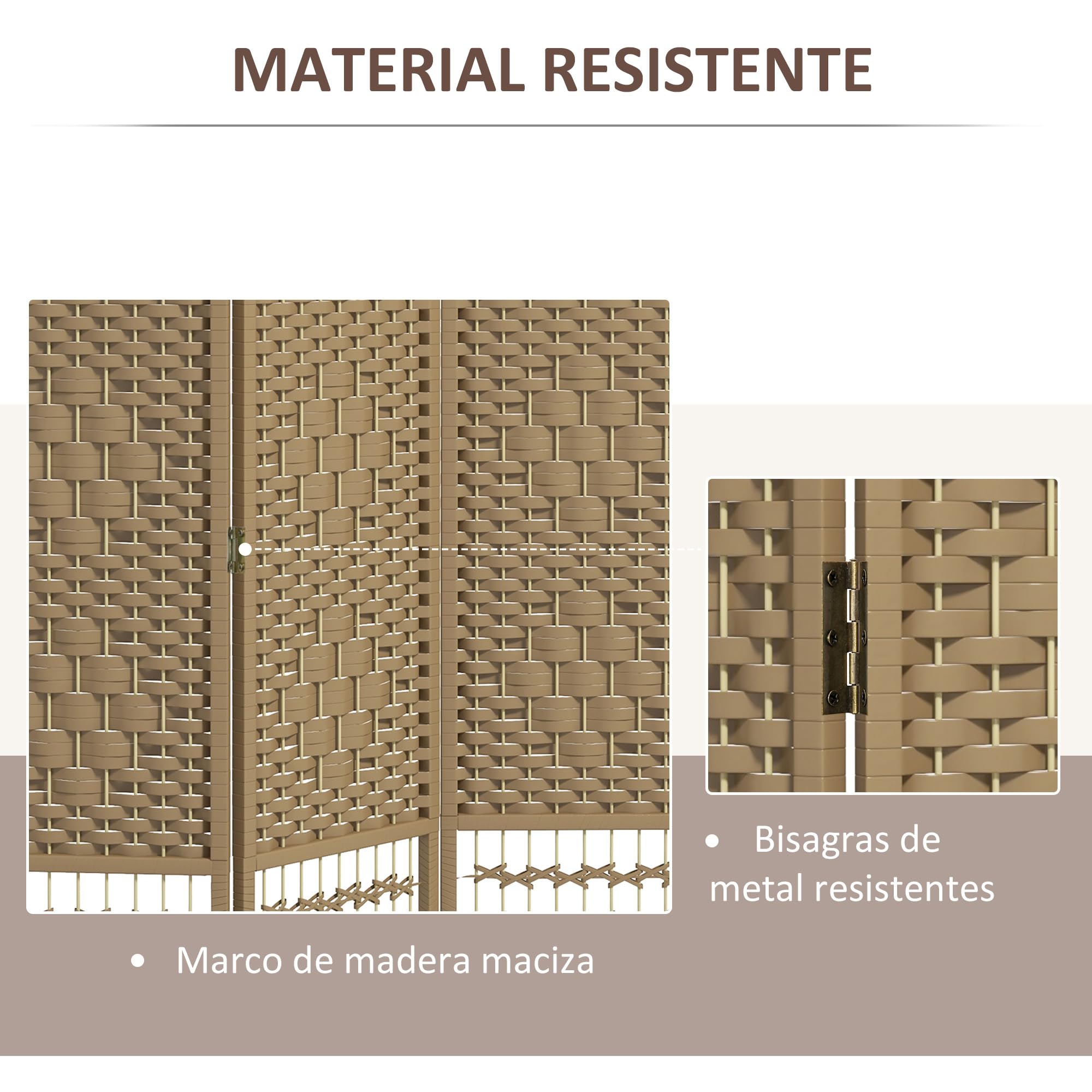 HOMCOM Biombo Plegable de 6 Paneles, 240x170 cm, Biombo Separador de Ambientes de Cuerda de Papel, Marco de Madera, Decoración para Dormitorio, Salón, Natural