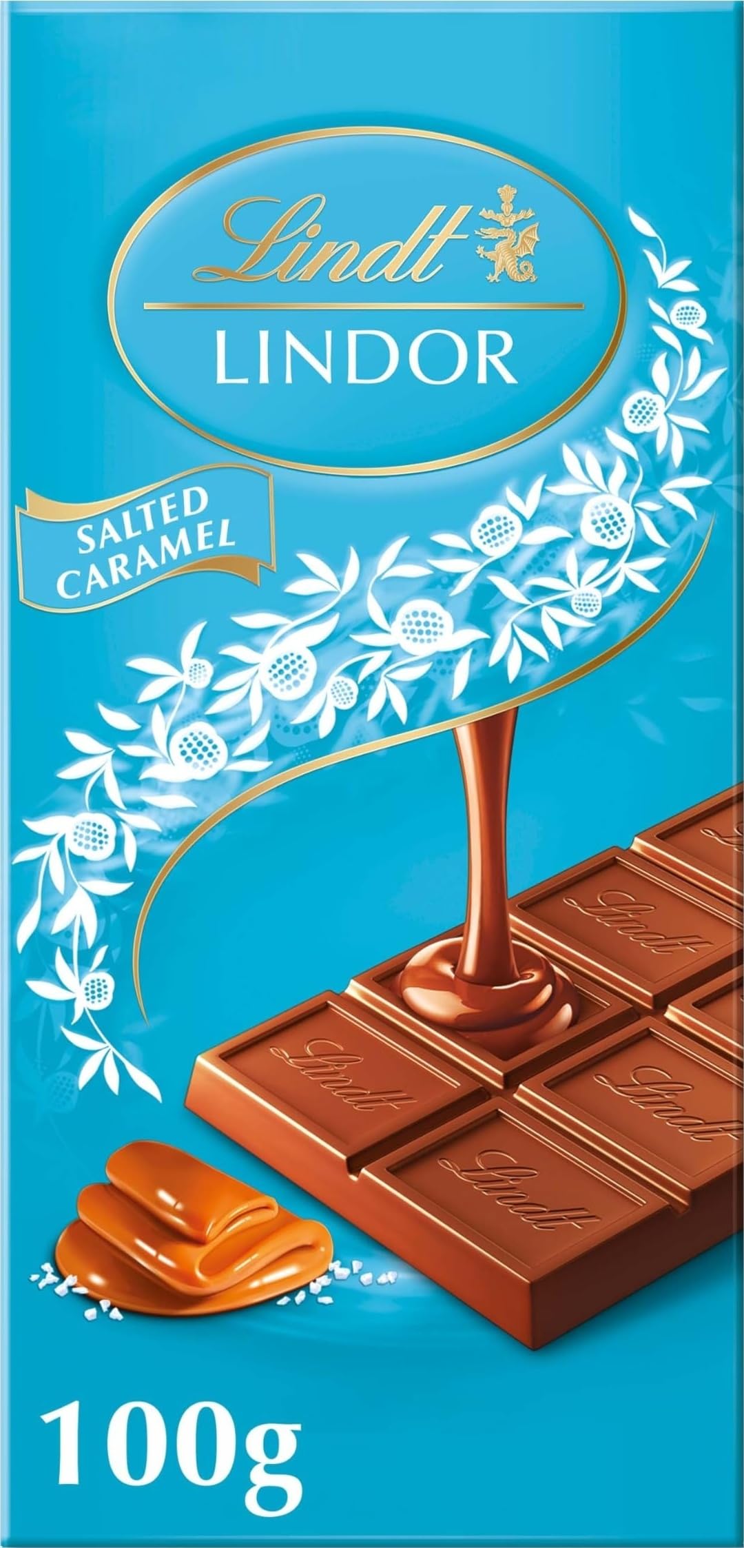 Lindt Lindor Milk Chocolate Salted Caramel Bar, 100g