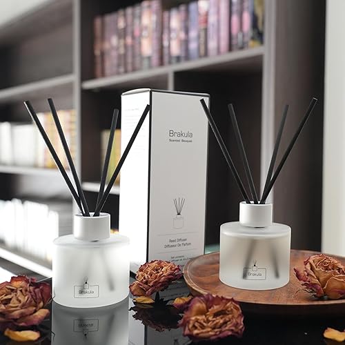 Miniatura 6 de Difusor de varillas - Fragancia perfumada de vainilla negra para el hogar, difusor de baño con 16 varillas de caña, difusor de aceite esencial para