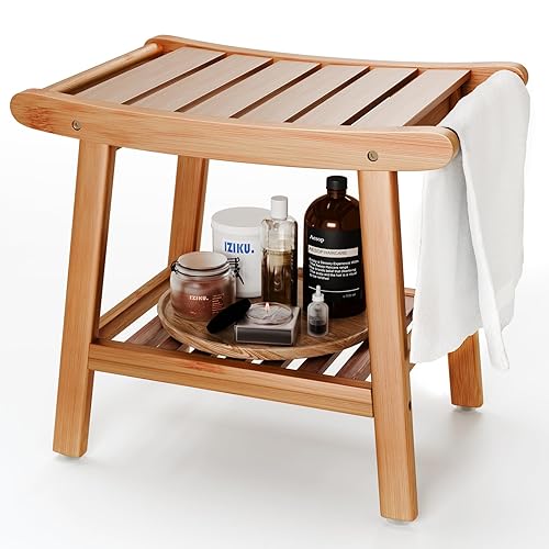Bamboo Shower Bench for Inside Shower to Sit on,Waterproof Shower