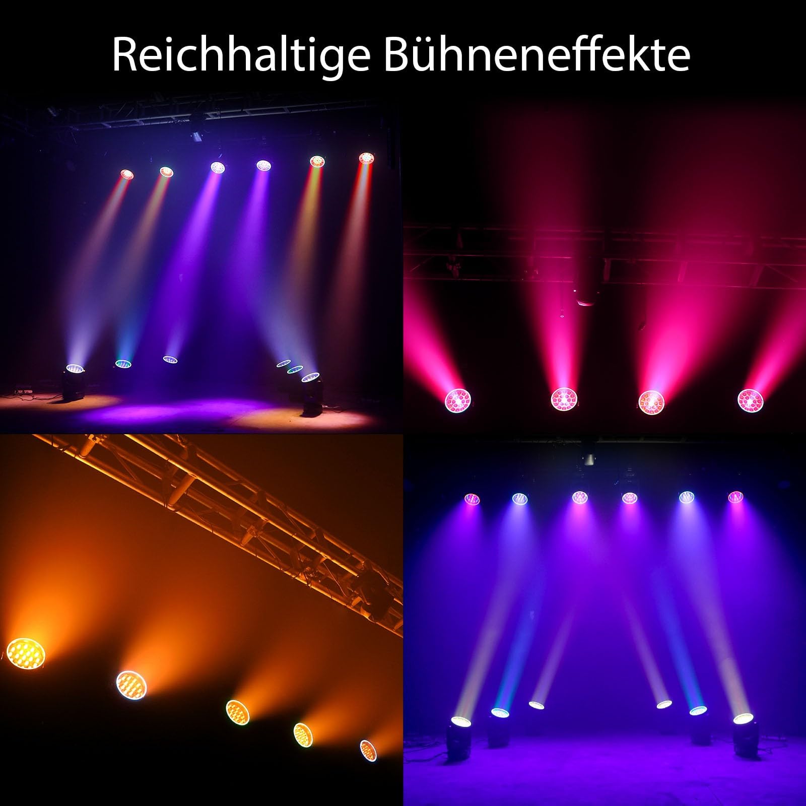 Betopprt 19x15W Moving Head LED Mit Lichtstreifeneffekt 4 in1 Bühnenlicht | RGBW DJ Party Lichter Musik Beam Wash Strobe Bühnenbeleuchtung RDM & DMX Control Stage Lighting Bühnen Club Wedding