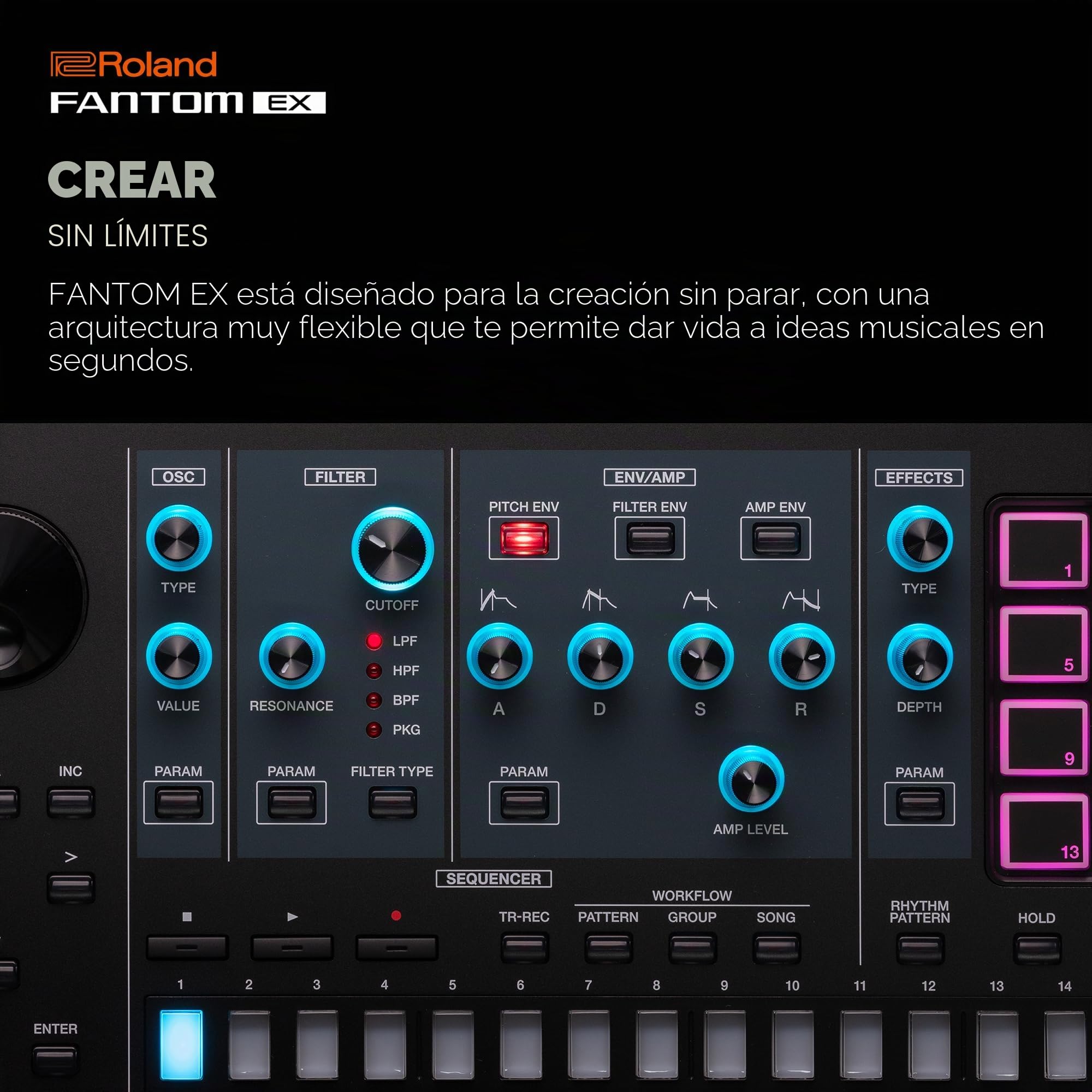 Roland FANTOM 6 EX Sintetizador | FANTOM compacto con 61 teclas synth-action | Actualizado y mejorado con la última tecnología | Motores de sonido avanzados | Más de 7000 sonidos integrados |