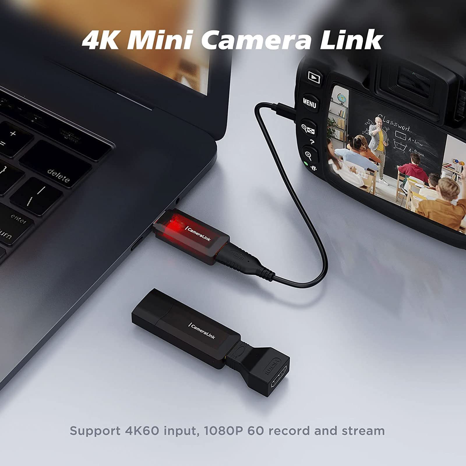 TechSide CAM Link Mini | Tarjeta de Captura de vídeo 2025 HDMI USB Windows 11/10, MacOS Monterey, Big Sur, Android, Linux1080p 60fps DSLR videocámaras (4. (CAM Link 60 fps), Tarjeta de transmisión)