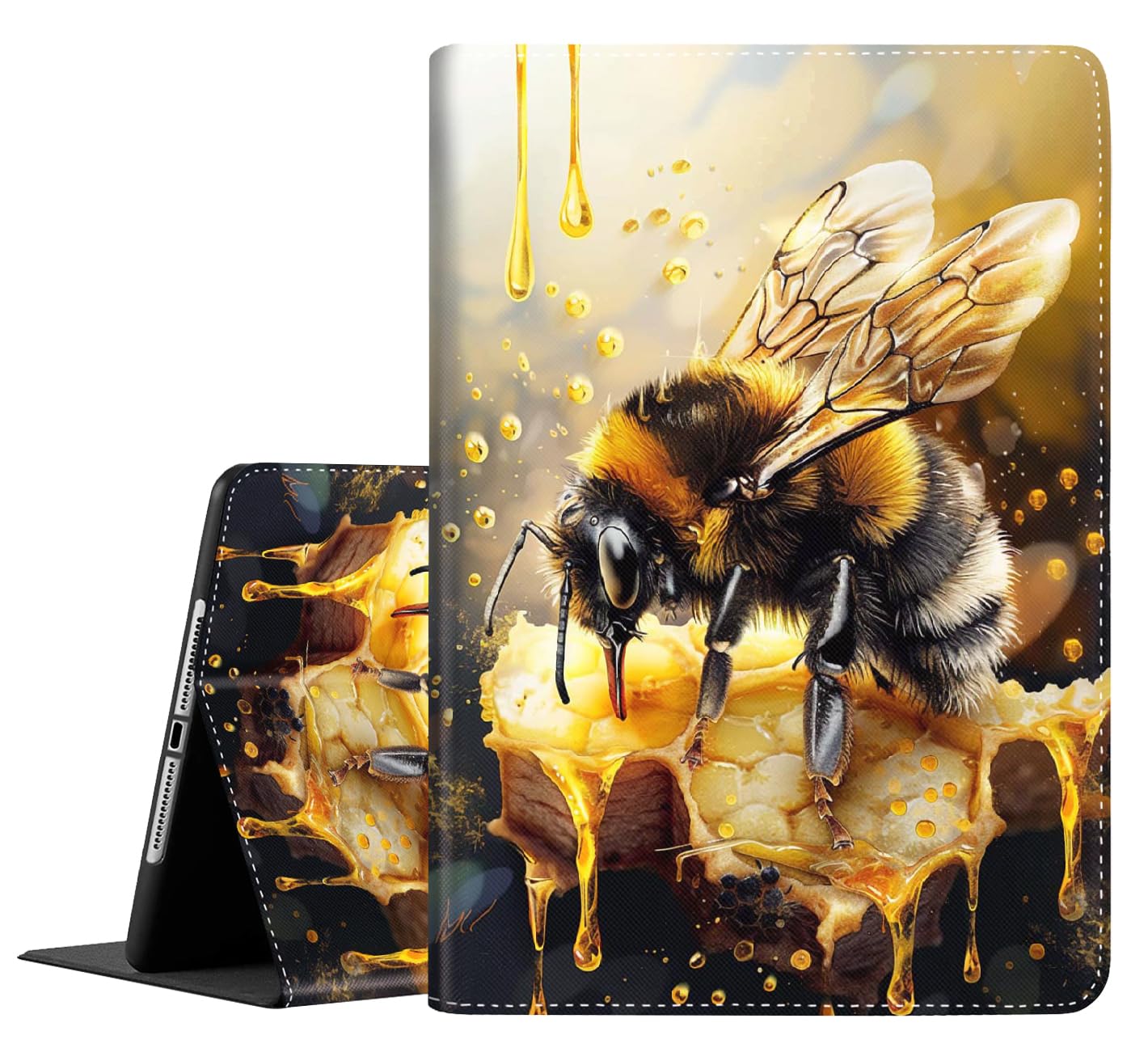 Case for 9.7 Inch 2017 2018/Ipad air/Ipad Air 2， Auto Sleep/Wake Multi-Angle Viewing Slim Folio Stand Cover Case for Ipad 6th/5th Generation，Bee