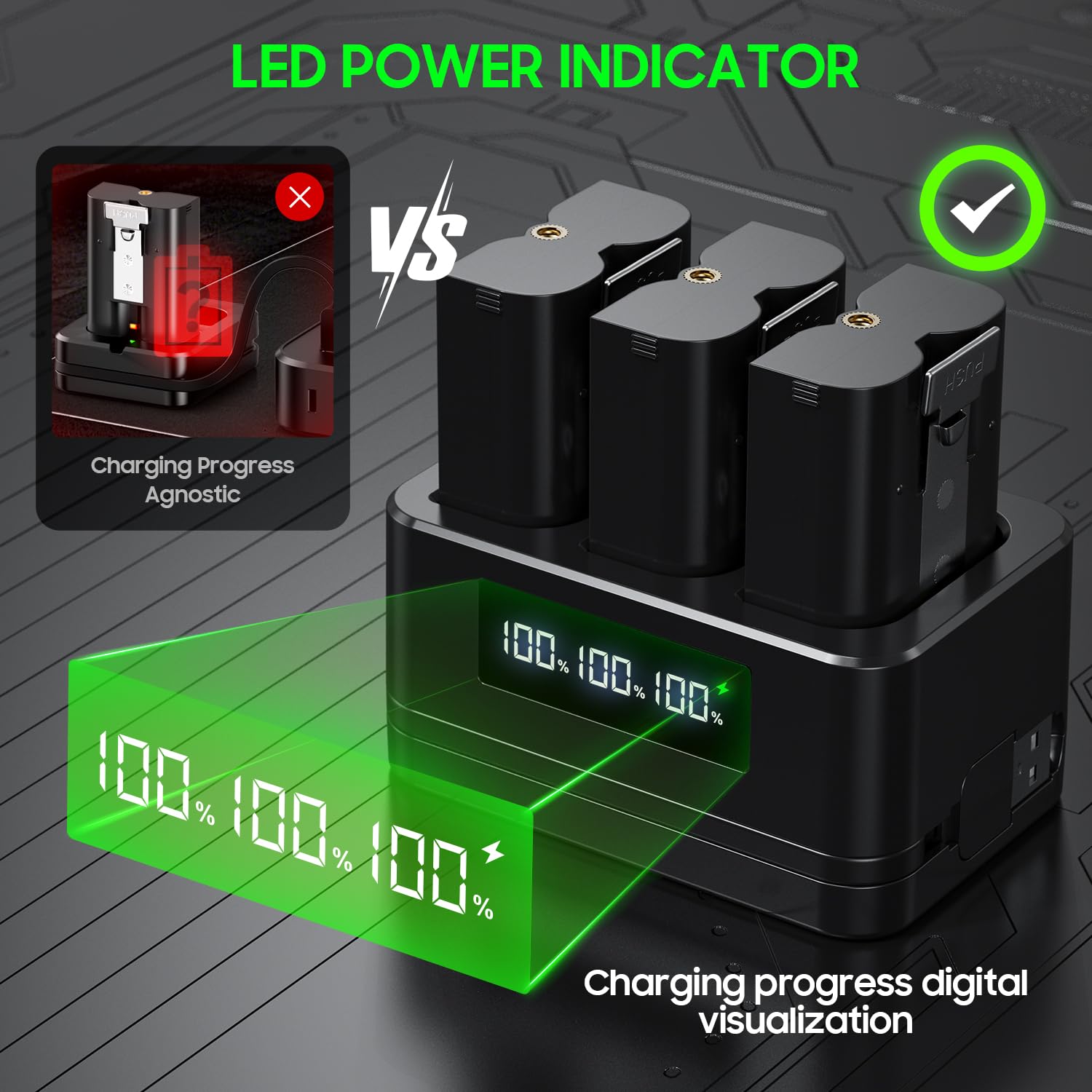 3.65V 6040mAh Batterie Compatible avec Video Doorbell 2/3/3+/4, Stick Up Cam(2/3Gen), Spotlight Cam, Spotlight Plus/Pro Cam (3 Batteries and Black Charger)