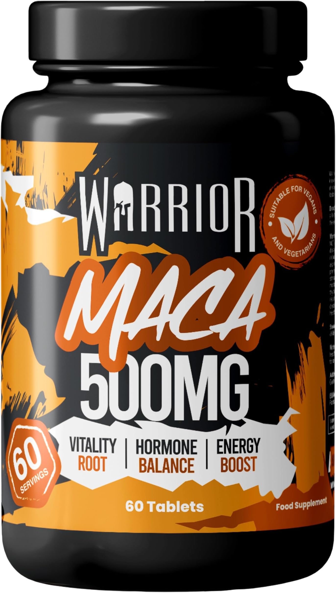 – Warrior Maca Root Capsules, 500mg – for Women and Men – Pure Peruvian Maca Root Powder Extract (10:1) – Vitality, Hormone Balance, Fertility and Energy Support, 60 Tablet Supplement