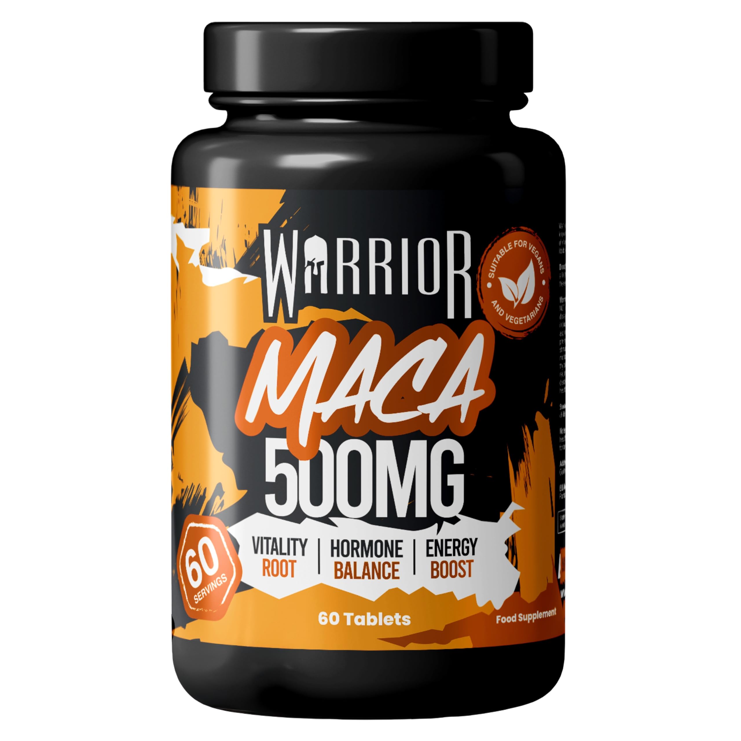 Warrior Maca Root Capsules, 500mg – Libido Booster for Women and Men – Pure Peruvian Maca Root Powder Extract (10:1) – Vitality, Hormone Balance, Fertility and Energy Support, 60 Tablet Supplement