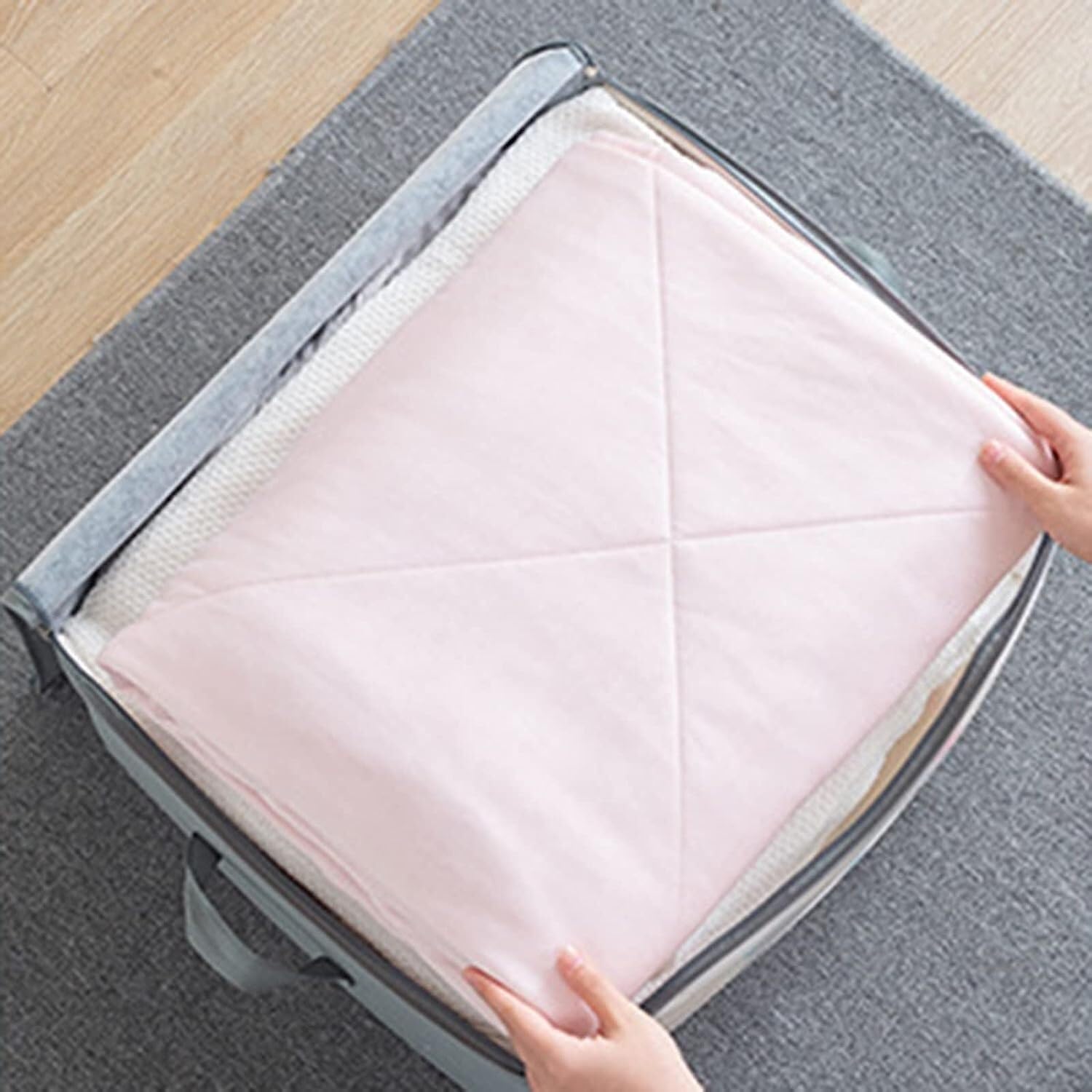 Bolsas Almacenaje Ropa Bolsas De Almacenamiento Almacenamiento Duradero Cierre De Cremallera Manta Almacenamiento Compatible Organizador Armario para Edredones(B)