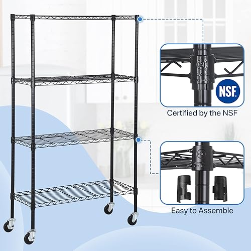 Miniatura 4 de Dkelincs Estantería de alambre de 36 pulgadas de largo x 14 pulgadas de ancho x 62 pulgadas de alto, estantes de almacenamiento de metal NSF de 4