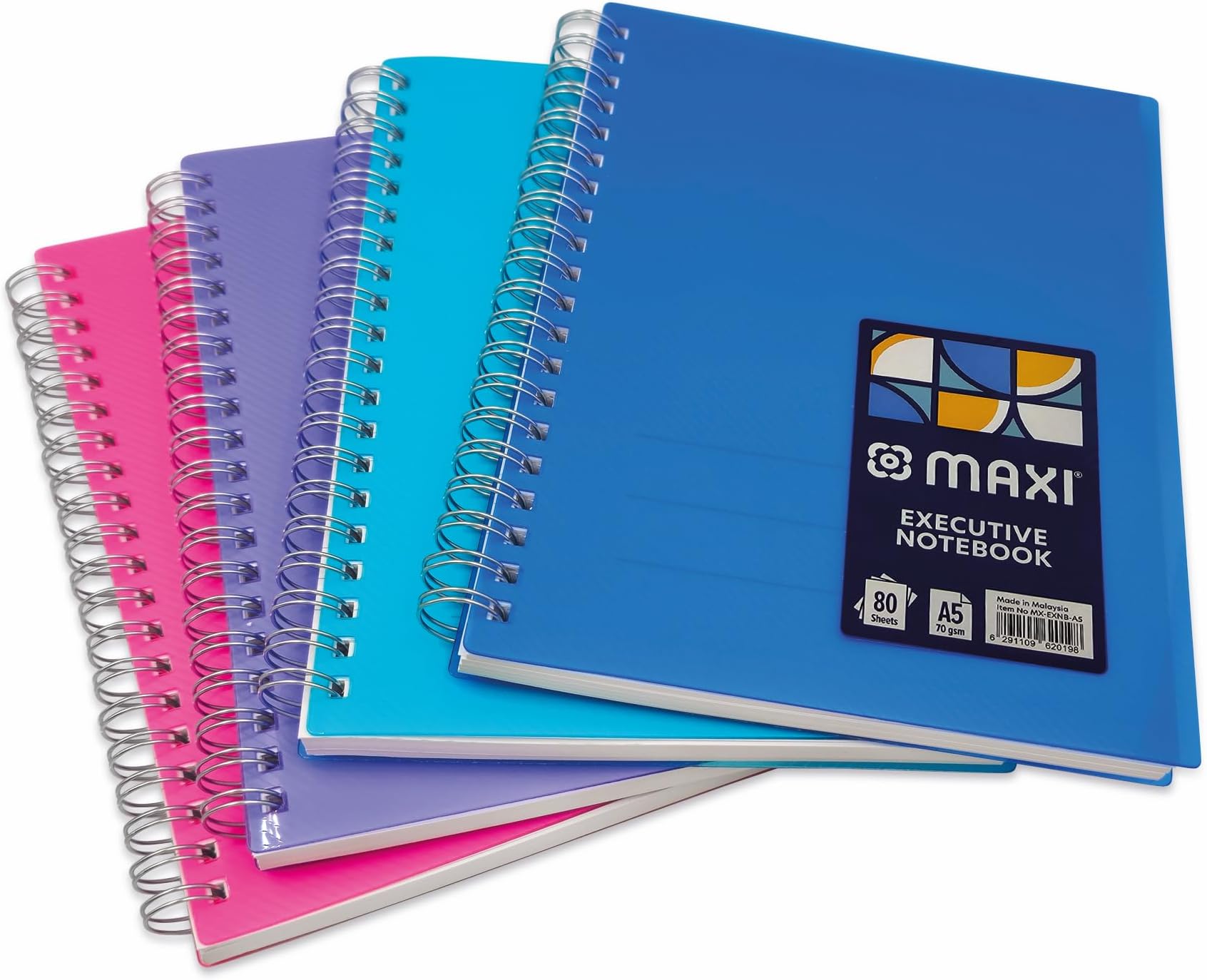 MAXI WIRE-O-COLORED POLYPROPYLENE NOTEBOOK A5 80 SHEETS