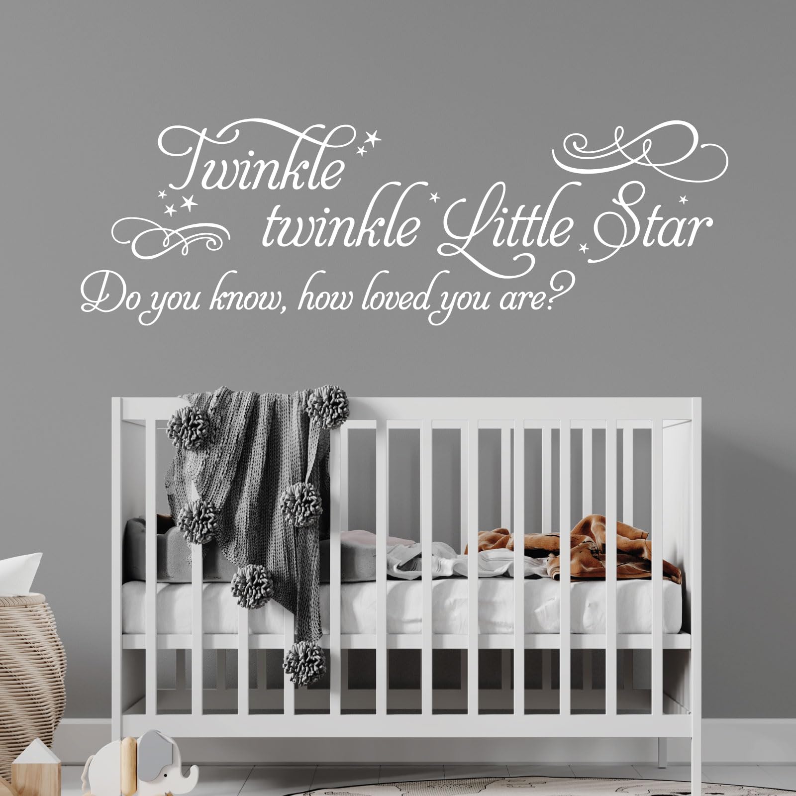 Twinkle Twinkle Little Star, do You Know How Loved You are?... - Baby Nursery Wall Art Sticker [Large] [White]