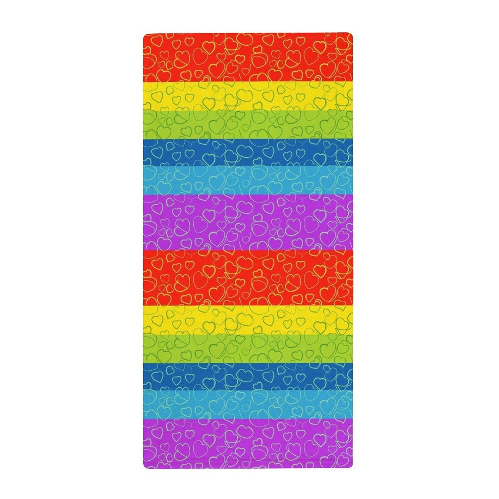 Anceky Professional Spa Fingertip Towels, Rainbow Progress Pride Flag LGBT Hearts Ultra Soft Hand Towels for Hotels, Yoga & Decorative Bathrooms