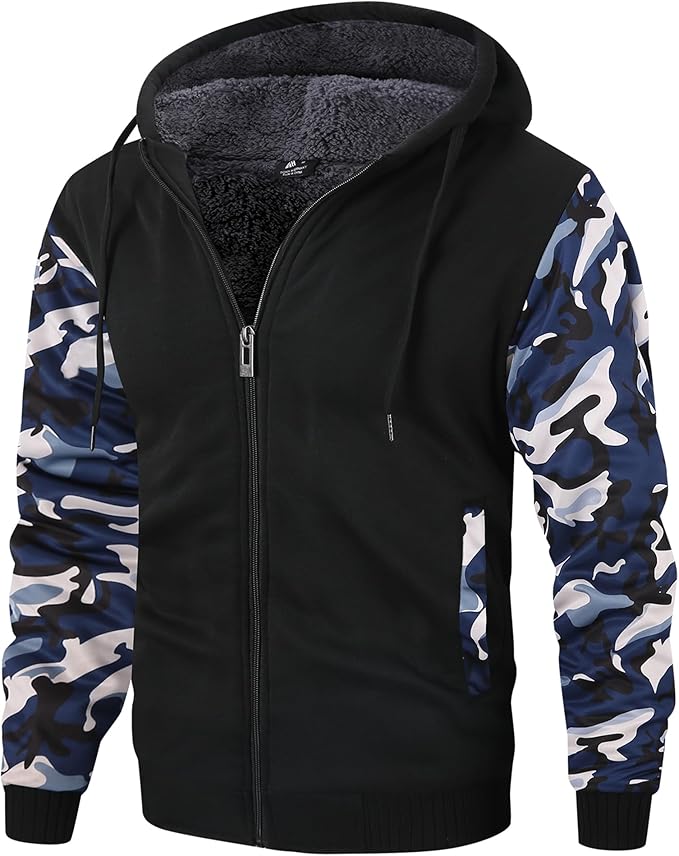 GEEK LIGHTING Hoodies for Men Heavyweight Fleece Sweatshirt - Full Zip Up Thick Sherpa Lined