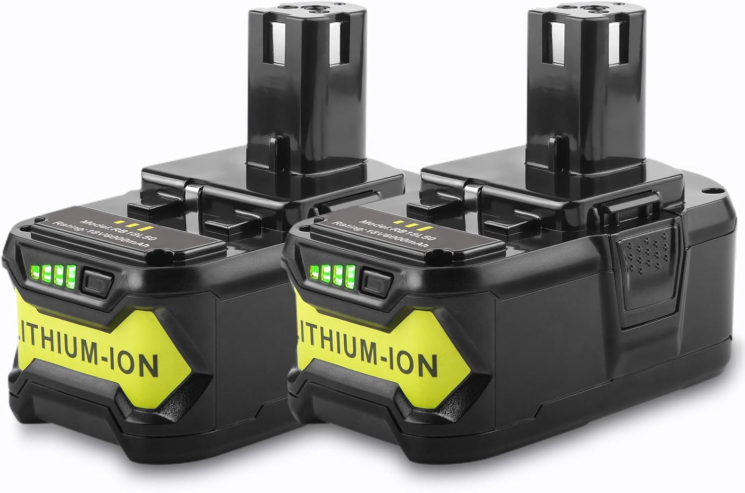 2 Packs RB18L50 18V 6000mAh Lithium Battery Replacement for Ryobi 18V BPL-1815 BPL-1820G BPL1820 BPL18151 P102 P103 P104 P105 P107 P109 P122 Cordless Power Tools with LED Indicator