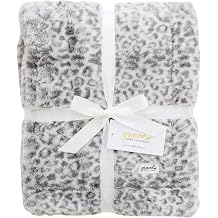 GRACED SOFT LUXURIES Cheetah Faux Fur Blanket Cozy Snow Leopard 60x80 | Decorative faux fur throw blanket with a fluffy feel for adding comfort and style to living spaces.