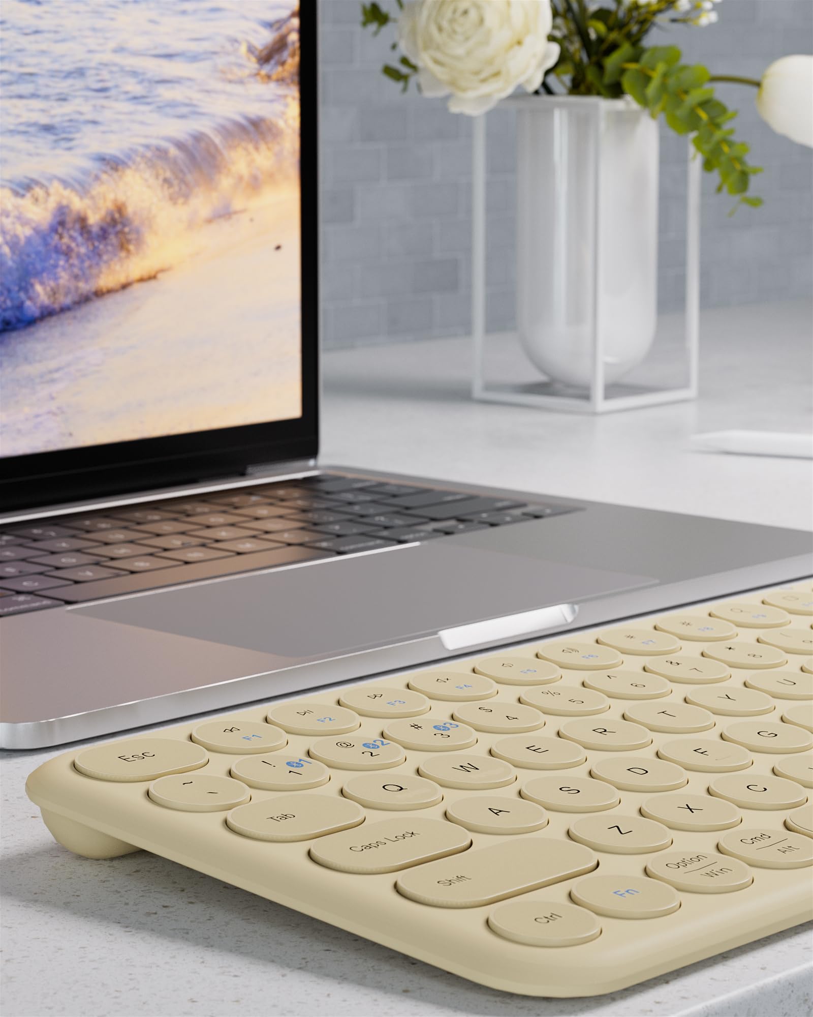 Mini tastiera Bluetooth – multi-dispositivo portatile wireless – 78 tasti estetico silenzioso tastiera per iPad, tablet, laptop, computer, PC, notebook, Windows, Mac, Chrome OS, Android