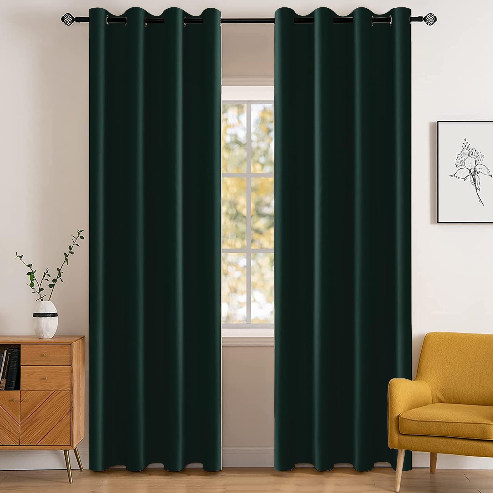 Impermeable Cortinas Opacas Dormitorio 2 Piezas, 140×260cm, Cortinas Termicas Aislantes Frio Y Calor, Acusticas, con Ojales, para Salon, Exterior Terraza, Verde Global Recycled Standard Global Recycled Standard Global Recycled Standard