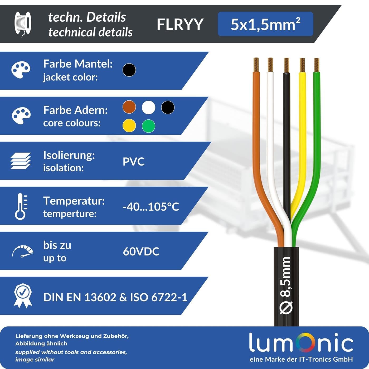 5m-50m Rundkabel 3x1,0 Mm² Fahrzeugleitung 3 Adrig Elektrokabel