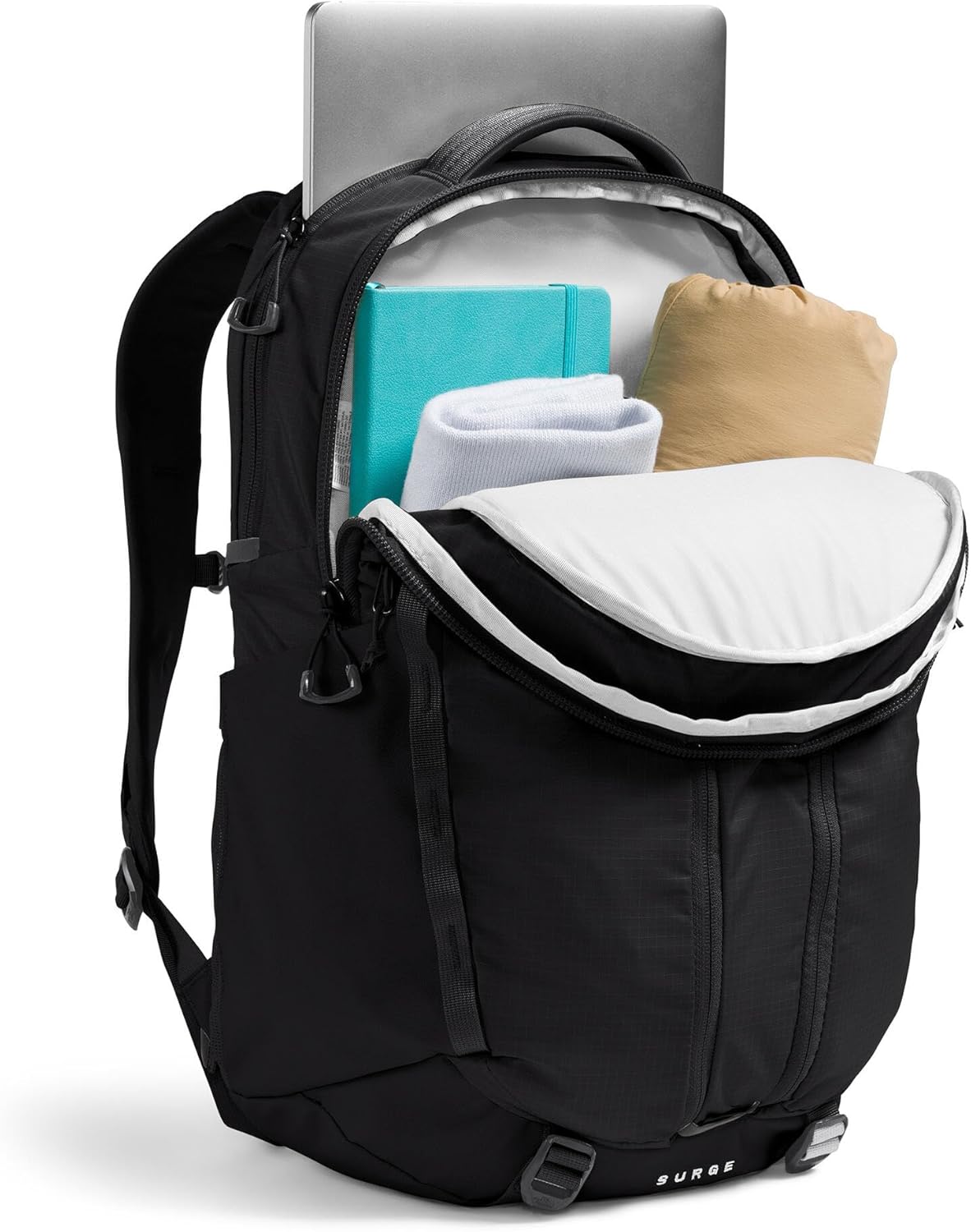 The North Face Women's Surge Commuter Laptop Backpack - Everyday Travel Bag, 16" Laptop Sleeve, Water-Repellent, TNF Black/TNF Black-NPF, One Size - Image 5