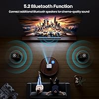 Vista 7 de Proyector inteligente oficial de Google TV, HAPPRUN 4K UHD Home Theater con sonido Dolby, Wi-Fi y Bluetooth, aplicaciones de transmisión integradas