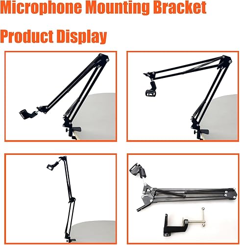 Miniatura 4 de Soporte de montaje de micrófono Micrófono Suspensión Boom Mic Soporte de brazo de tijera para Studio Broadcast Grabación Mic Stand
