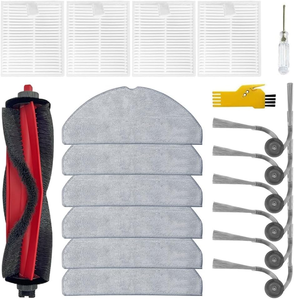 Q7 M5 Recambios para el robot aspirador Roborock Q7 M5 / Q7 M5+ / Q7 L5 / Q7 L5+ Accesorios 17 paquetes 1 cepillo principal, 4 filtros, 6 cepillos laterales, 6 paños de fregona