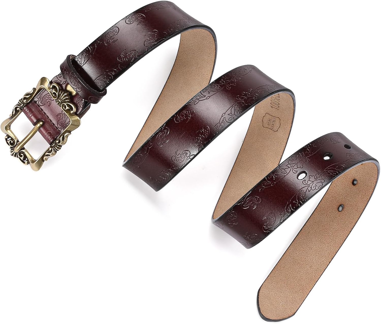 Womens Leather Belt Fashion Soft Waist Belt with Pin Buckle for Jeans Dress Leisure Pants - Image 3