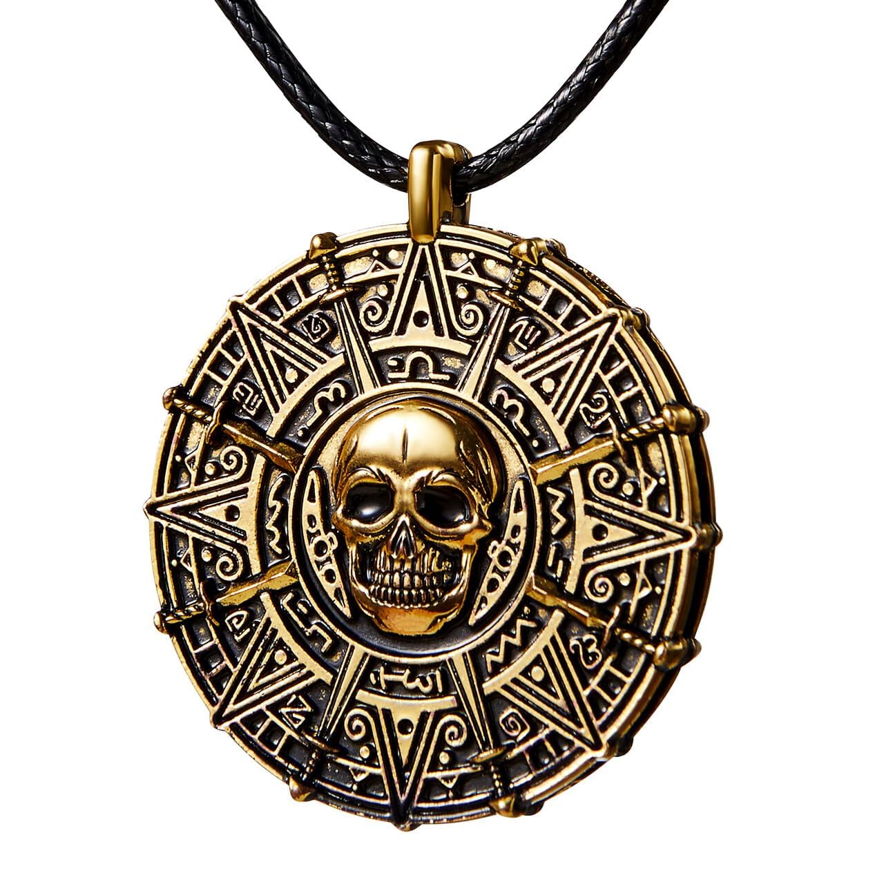 Spooktacular CreationsSpooktacular Creations Halloween Pirate Coin Necklace Pirate Skull Necklace Accessories for Men Women Halloween Cosplay, Pirates Costume, Halloween Dress Up Party Favors