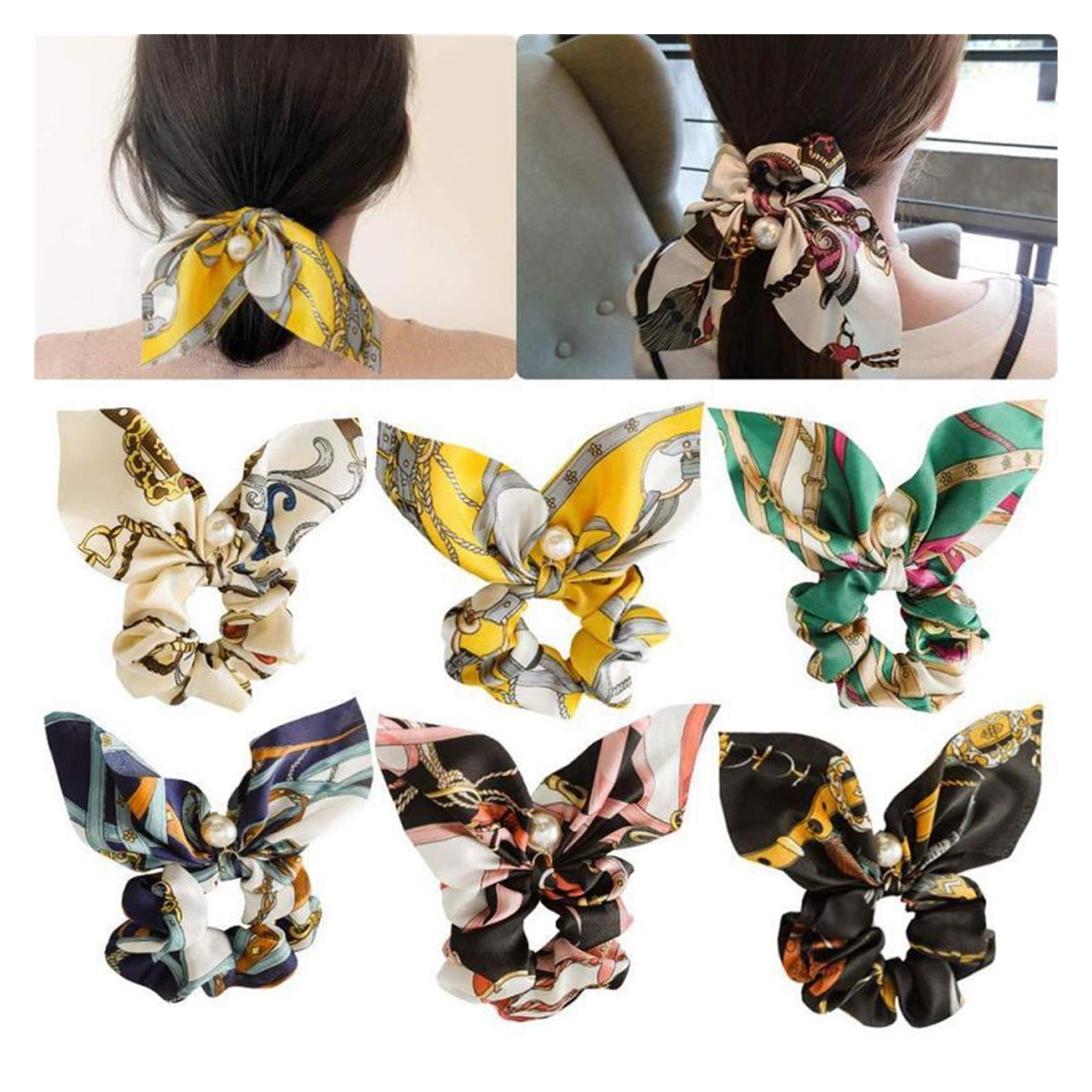 Gumki do włosów Kwiecista kokarda Scrunchie Opaska do włosów Elastyczne gumki do włosów Lina Akcesoria do szalików (kolor: 07) (8)