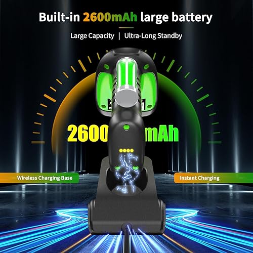 Miniatura 8 de NETUM Escáner de código de barras industrial 2D QR Bluetooth con base de carga, lector de código de barras inalámbrico 2D1D mejorado, batería de