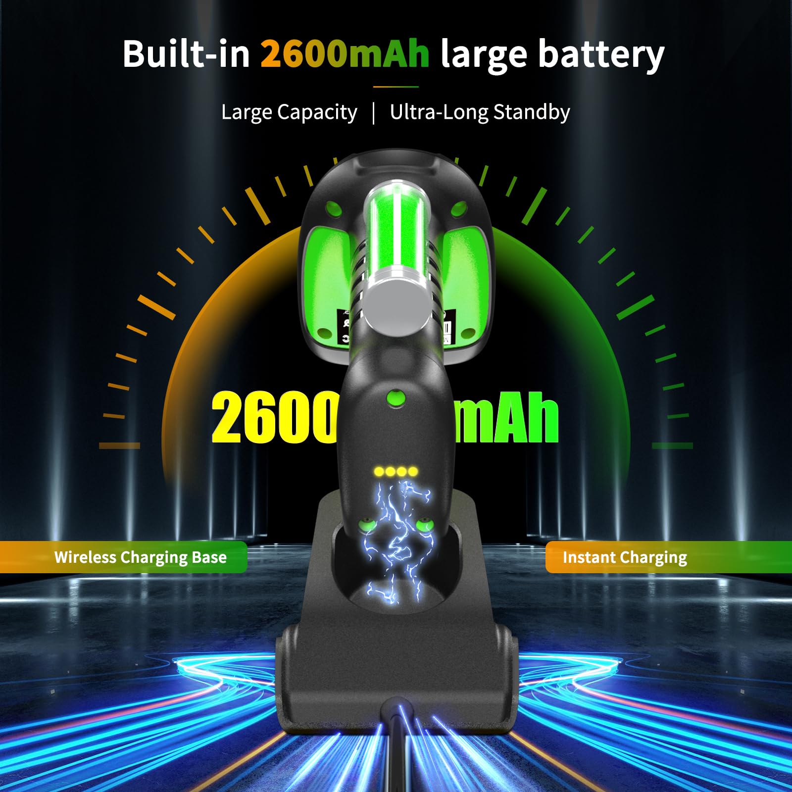 NETUM Przemysłowy Skaner Kodów Kreskowych 2D QR Bluetooth ze Stacją Ładującą Bezprzewodowy Czytnik 2D 1D Bateria 2600mAh Odporny na Kurz Auto-sense Scanning Windows Mac Android iOS NT-1950