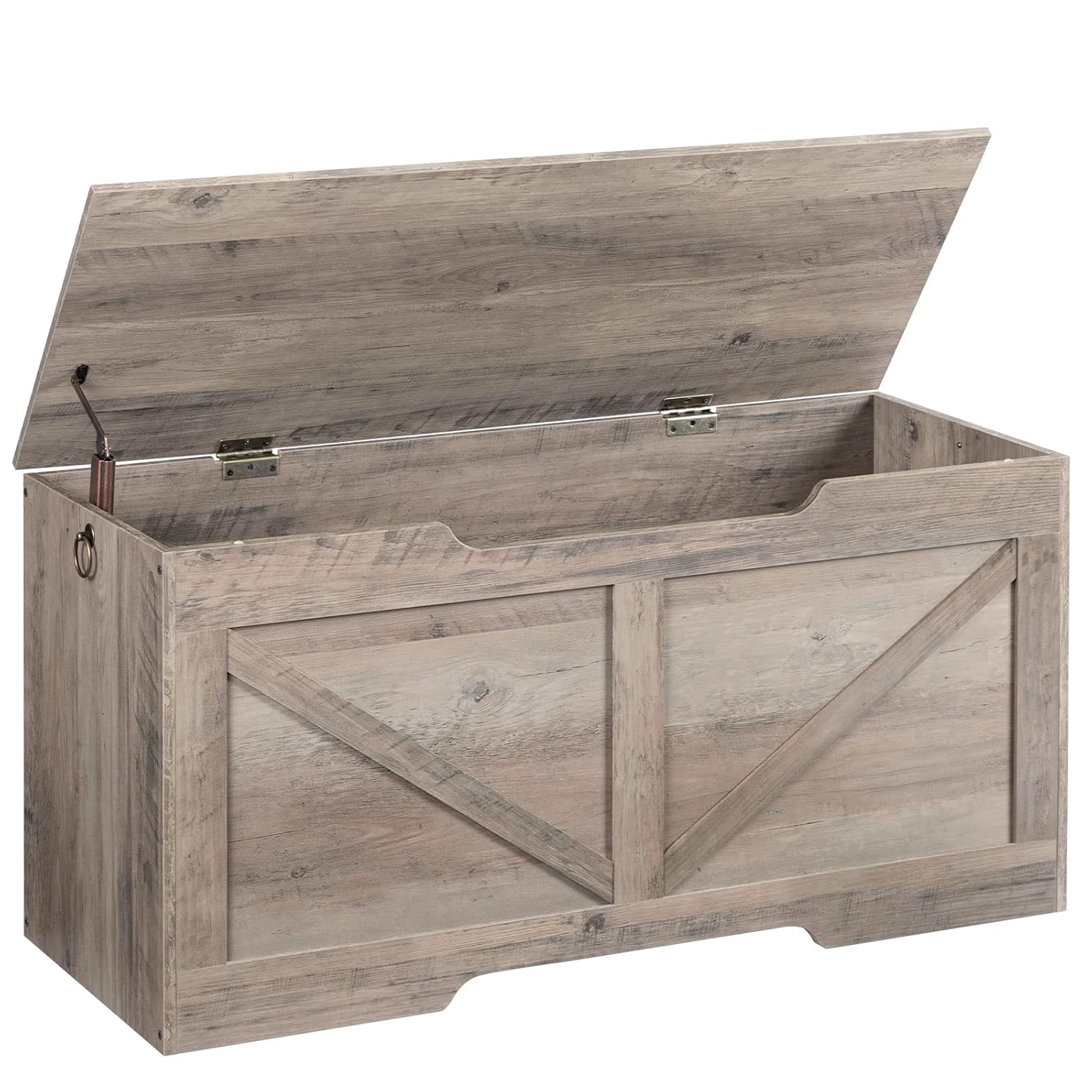 HOOBRO Storage Bench 39 4 Retro Wooden Storage Chest with U-Shaped Cut-Out Pull Safety Hinge Supports 220 lb
