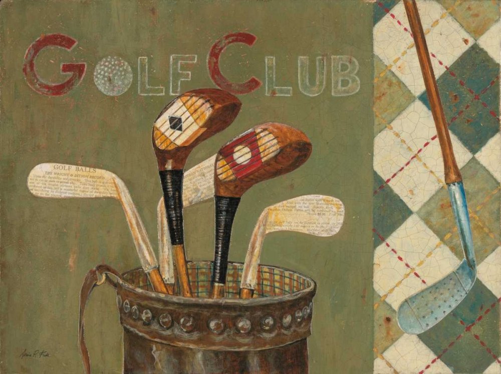 Feeling at home Club di golf STAMPA su CARTA OPACA 220gr Arnie Fisk - Giochi e sport orizzontale Immagine d'arte x cornice cm_68_X_93