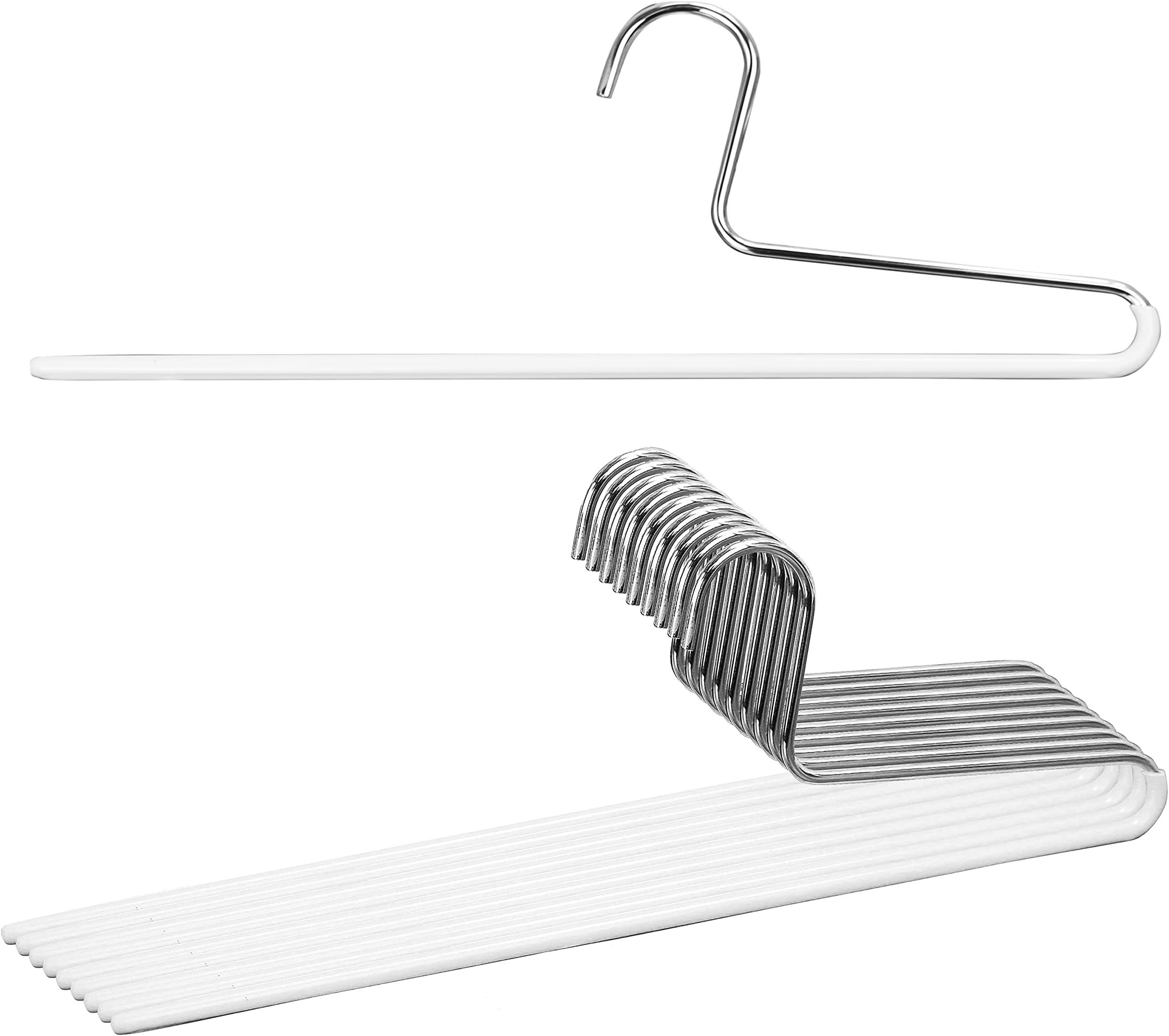by Reston Lloyd Trouser Series Non-Slip Space-Saving Clothes Hanger with Single Rod for Pants, Style KH/1, Set of 10, White