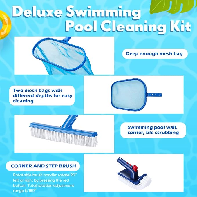 Kit de limpieza piscina FillTouch con 3 redes y 3 cepillos miniatura 5