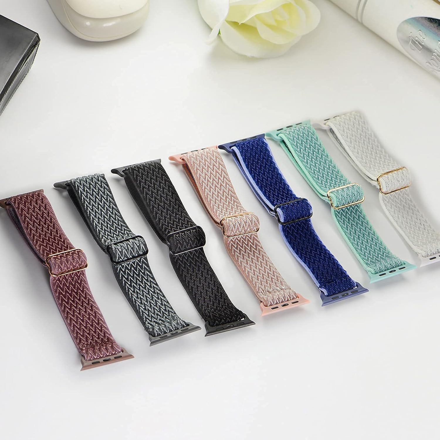 Fullife 3-Pack Stretchy Solo Loop Strap Compatible with Apple Watch Bands 38mm 40mm 41mm, Adjustable Braided Sport Elastics Nylon Women Men Wristband for iWatch Series 8/7/6/5/4/3/2/1 SE : Cell Phones & Accessories