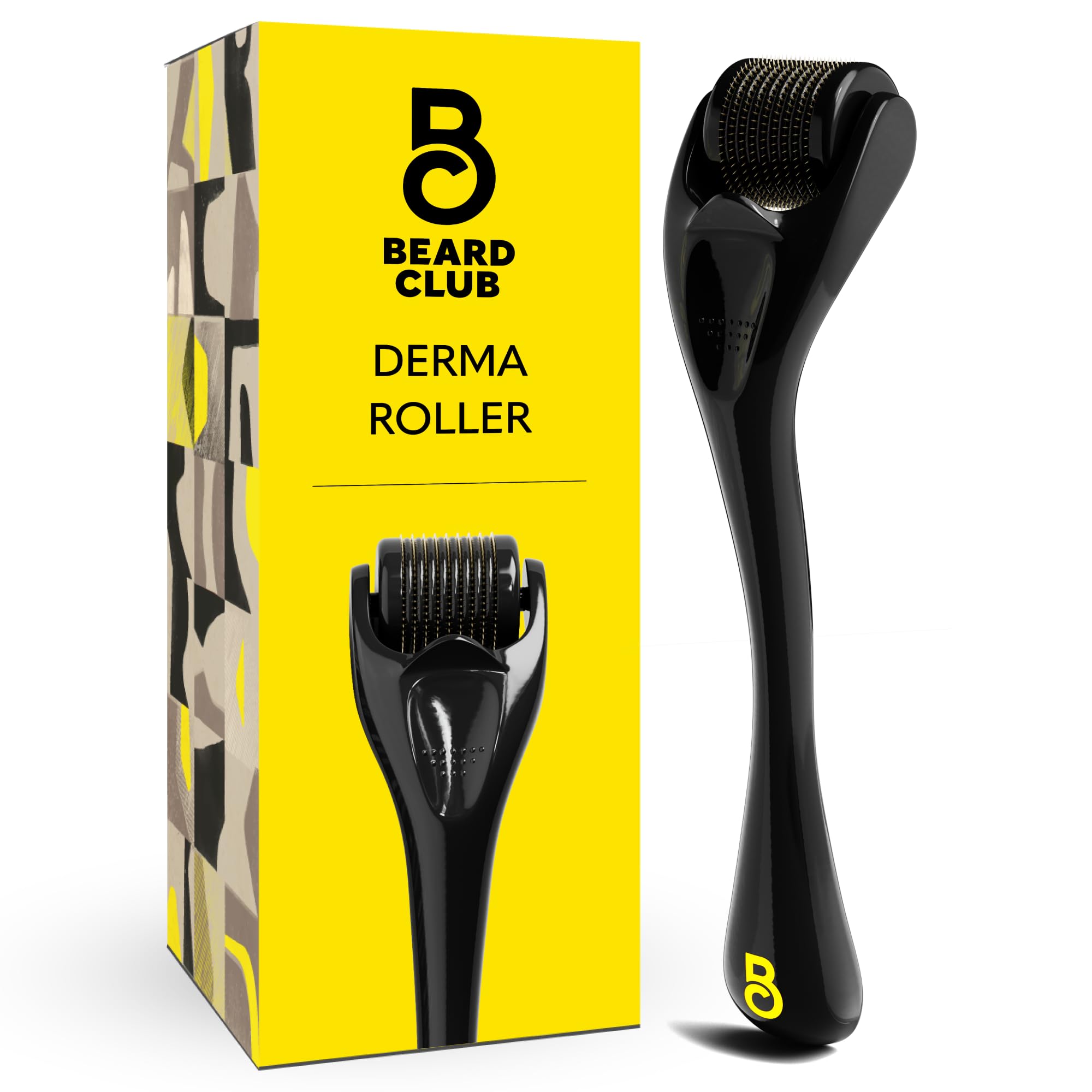The Beard Club Derma Roller for Face, Body and Scalp - Microneedling for Men and Women with 540 Titanium Microneedles - Beard Roller & Micro Needling Scalp Hair - Black