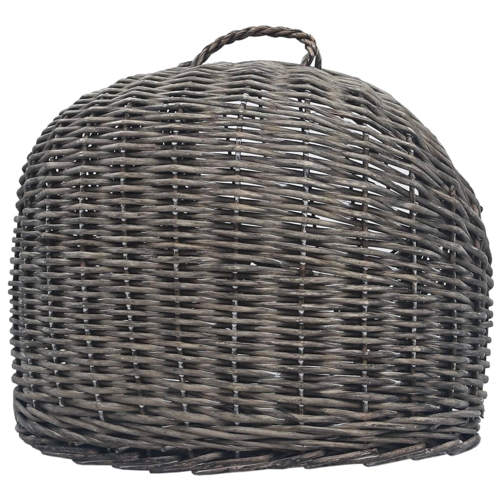 Katzen Transportkorb aus Naturweide Grau 45x35x35 cm, mit Tür und Schlaufe, für Katzenbox Tiertransport Reise Tierarzt, Tragetasche für Haustierbox