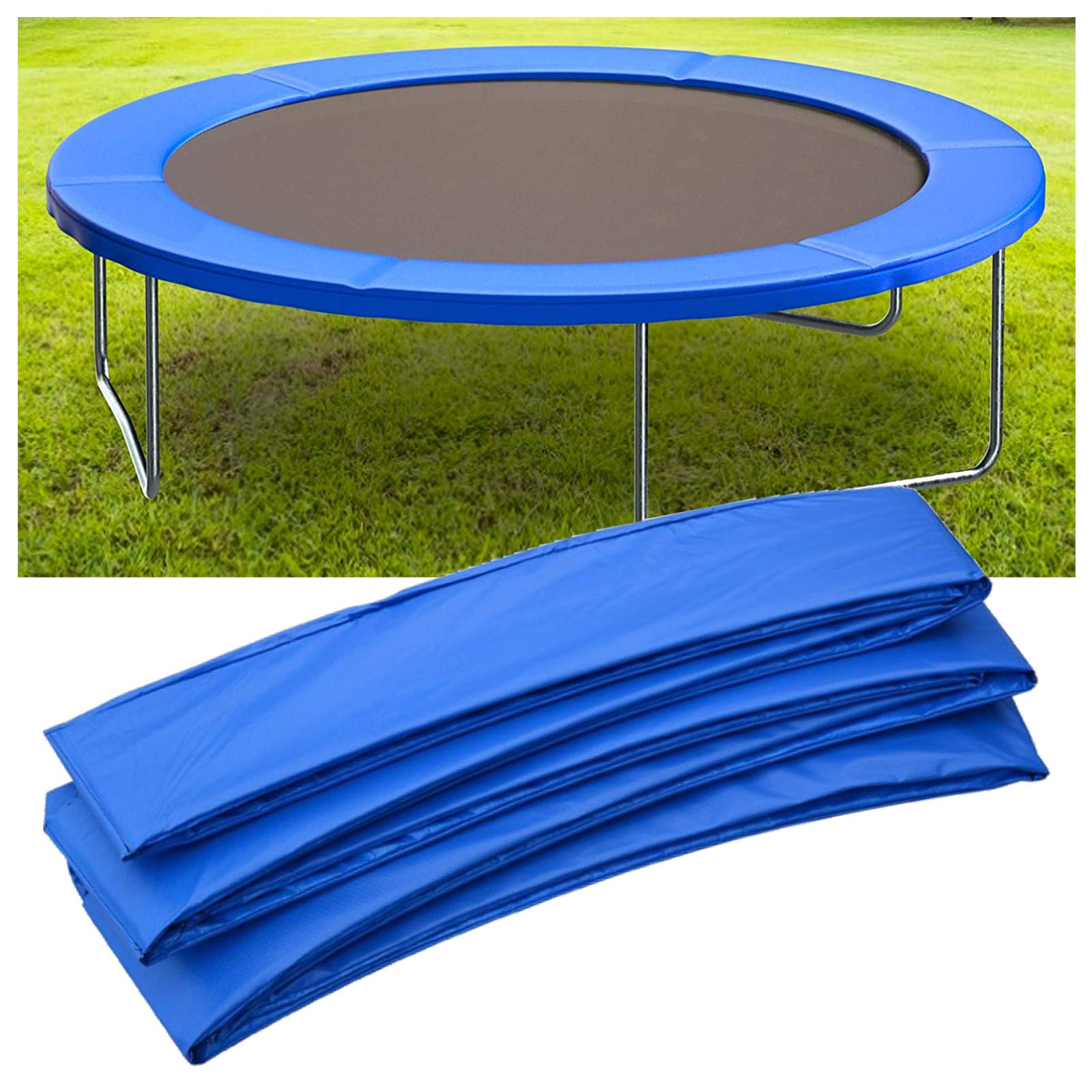 Funda de seguridad para cama elástica de 488 cm, duradera, color azul, acolchado de borde resistente a los rayos UV, pieza de repuesto resistente para trampolín