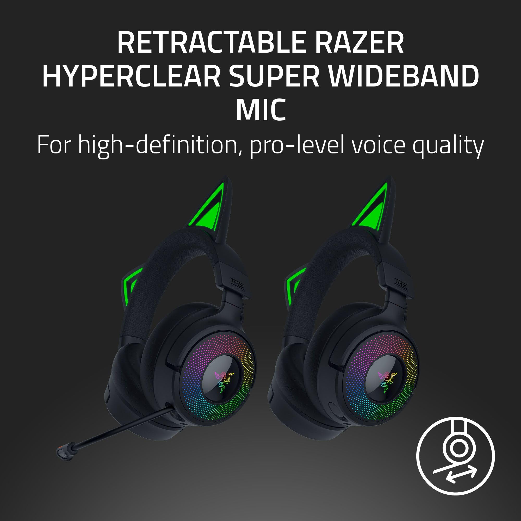 Razer Kraken Kitty V3 Pro Casque de Jeu sans Fil RGB Chroma RGB Kitty Ears 2,4 GHz, Bluetooth 5.3, USB A, Microphone à Bande Super Large, Pilotes de 40 mm, Audio Spatial
