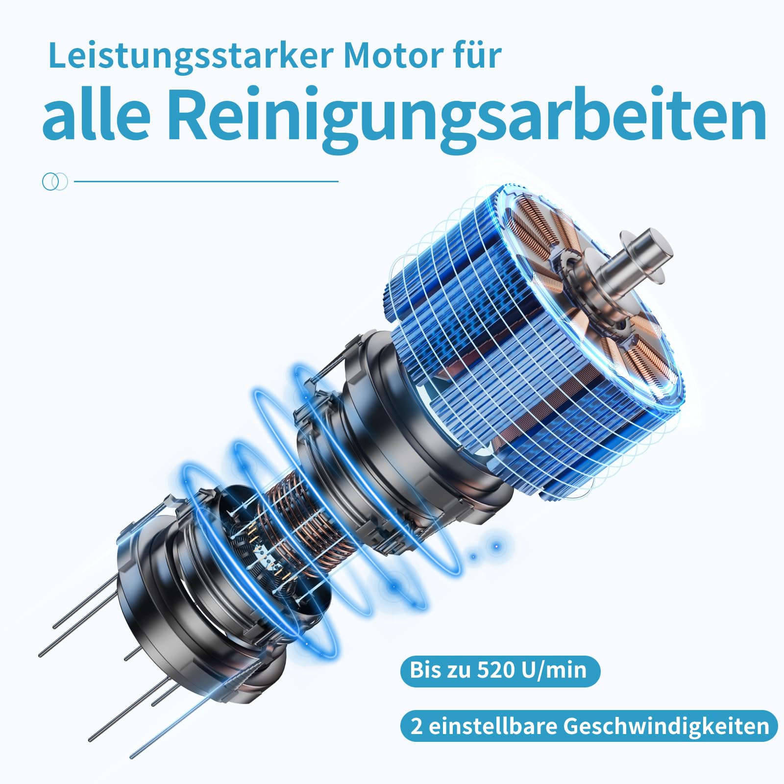 Cepillo de limpieza eléctrico, inalámbrico, con 8 cabezales de limpieza intercambiables, herramienta de limpieza de energía para suelo, pared, azulejos, coche (X1)
